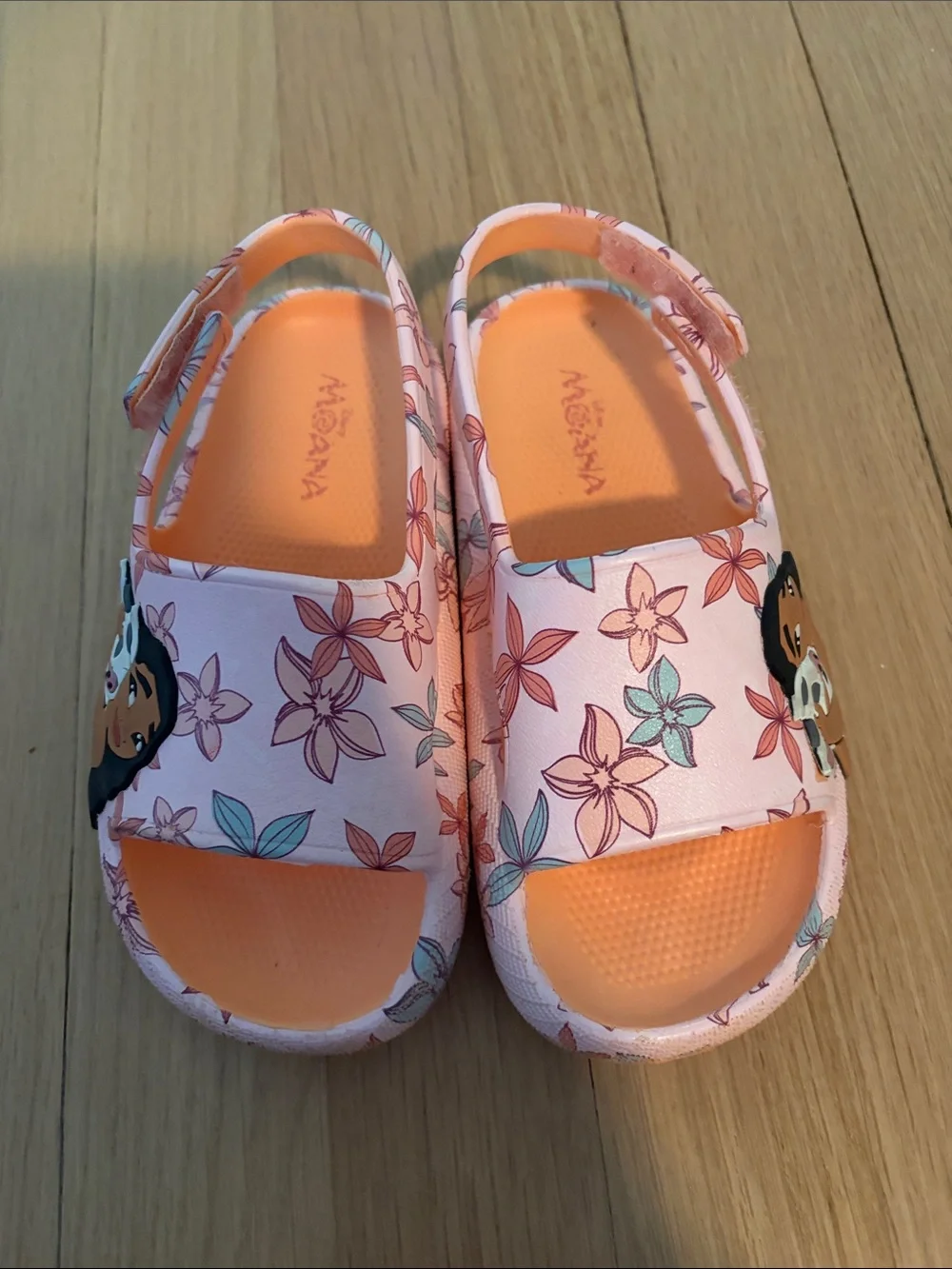 Girls' Pink Floral Moana Slide Sandals with Backstrap